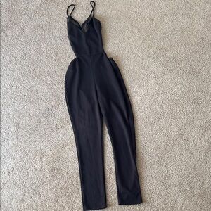 Fashion Nova Black Lace Trim Jumpsuit